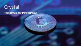  Presentation with printed circuit - Presentation design with bitcoin-gold-silver-and-copper background and a teal colored foreground