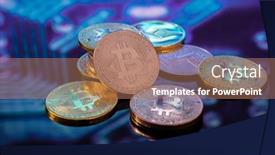  Presentation with printed circuit - Cool new slide set with bitcoin-gold-silver-and-copper backdrop and a coral colored foreground
