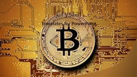  Presentation with circuit board - Colorful presentation design enhanced with golden coin on computer circuit backdrop and a gold colored foreground