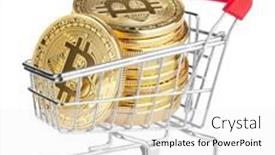  Presentation with bitcoin - Audience pleasing PPT layouts consisting of bitcoin-in-a-shopping-cart backdrop and a white colored foreground