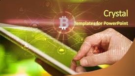  Presentation with bitcoin network - PPT theme with bitcoin link network and online background and a tawny brown colored foreground