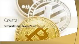  Presentation with litecoin - Amazing slide deck having bitcoin litecoin and ethereum various cryptocurrency isolated on white background backdrop and a lemonade colored foreground