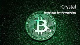  Presentation with cryptography - PPT layouts with bitcoin logo in a green background and a  colored foreground