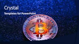  Presentation with pencils blue one yellow - Cool new theme with bitcoin logo on a blue backdrop and a navy blue colored foreground