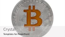  Presentation with bitcoin - Beautiful PPT layouts featuring bitcoin-metal-coin-isolated backdrop and a light gray colored foreground
