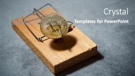  Presentation with bitcoin - Amazing presentation design having bitcoin-on-a-mouse-trap backdrop and a gray colored foreground