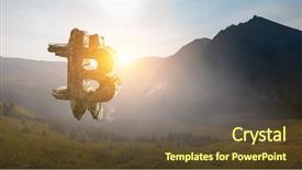  Presentation with veterinary symbol - Cool new theme with bitcoin symbol on landscape background backdrop and a  colored foreground