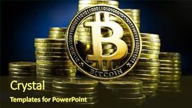  Presentation with money bitcoin - PPT theme with bitcoin with money coins bitcoin background and a tawny brown colored foreground
