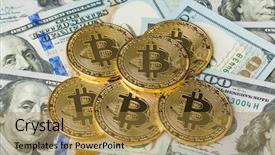  Presentation with bitcoins - Audience pleasing theme consisting of bitcoins and money - business technology backdrop and a gold colored foreground