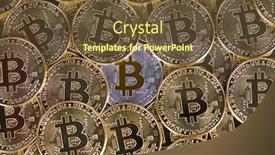  Presentation with bitcoins - Amazing presentation theme having bitcoins-and-new-virtual-money backdrop and a tawny brown colored foreground