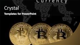  Presentation with bitcoins - Cool new slide deck with bitcoins coin on black background backdrop and a black colored foreground