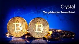  Presentation with blue gold - Cool new presentation with bitcoins on a blue background backdrop and a navy blue colored foreground