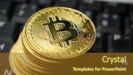  Presentation with bitcoins - Slide set having bitcoins on a keyboard computer background and a tawny brown colored foreground