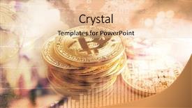  Presentation with bitcoins - Beautiful PPT layouts featuring transactional analysis - graph rates and bitcoins backdrop and a lemonade colored foreground