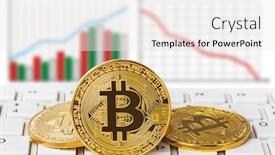  Presentation with bitcoins - Cool new PPT layouts with bitcoins-on-computer-and-diagram backdrop and a sky blue colored foreground