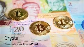  Presentation with venezuela - Slide set featuring bitcoins over the background made background and a coral colored foreground