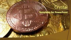  Presentation with bitcoins - Cool new slides with bitcoins-view-on-a-table backdrop and a tawny brown colored foreground