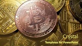  Presentation with bitcoins - Theme enhanced with bitcoins-view-on-a-table background and a tawny brown colored foreground