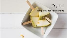  Presentation with junk food - Slides with bite-sized-popsicles-of-sweet background and a soft green colored foreground