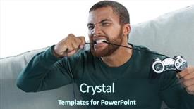  Presentation with white - Colorful PPT layouts enhanced with biting a wire of joystick backdrop and a  colored foreground