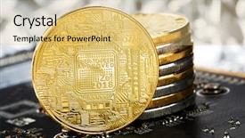  Presentation with cryptocurrency - Theme consisting of bits - bitcoin cryptocurrency digital bit coin background and a yellow colored foreground