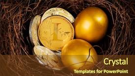  Presentation with cryptocurrency - Cool new presentation theme with bits - bitcoin cryptocurrency digital bit coin backdrop and a tawny brown colored foreground