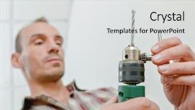  Presentation with drill - Cool new slide set with bits - changing a drill bit backdrop and a light gray colored foreground