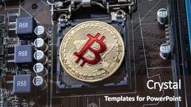  Presentation with motherboard - Slide set having bits - gold bit coin btc coins background and a tawny brown colored foreground