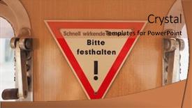  Presentation with brake - Theme enhanced with bitte festhalten meaning quick-acting background and a red colored foreground