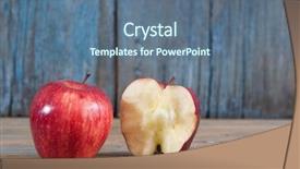  Presentation with fruit - Audience pleasing slide set consisting of bitten apple on a wooden backdrop and a ocean colored foreground
