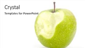 Presentation with water drops - PPT theme featuring bitten green apple with water background and a  colored foreground