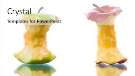  Presentation with green apple - Audience pleasing PPT layouts consisting of bitten red and green apple backdrop and a  colored foreground