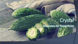  Presentation with bitter melon - Beautiful slide deck featuring bitter melon isolated backdrop and a ocean colored foreground