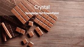  Presentation with chocolate - Amazing PPT theme having bitterswett - chocolate bars on wooden background backdrop and a coral colored foreground