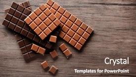  Presentation with dark homemade chocolate bars - Beautiful PPT layouts featuring bitterswett - chocolate bars on wooden background backdrop and a  colored foreground
