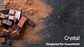  Presentation with cocoa - Slide set having bitterswett - chopped chocolate bars with cocoa background and a dark gray colored foreground