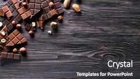  Presentation with chocolate nuts - Beautiful slide deck featuring bitterswett - chopped chocolate bars with nuts backdrop and a  colored foreground