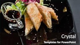  Presentation with nem spring roll - Presentation theme having bitterswett - spring rolls with sauce background and a wine colored foreground