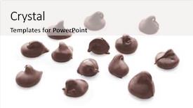  Presentation with of chocolate chips cookies - Theme featuring bitterswett - tasty chocolate chips on white background and a light gray colored foreground