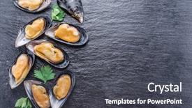  Presentation with graphite - Amazing slides having bivalve - boiled mussels on the graphite backdrop and a dark gray colored foreground
