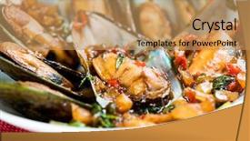  Presentation with sauce - PPT layouts featuring bivalve - mussel with white wine sauce background and a  colored foreground