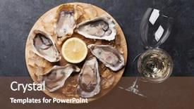  Presentation with lemon wine - Amazing presentation design having bivalve - opened oysters ice and lemon backdrop and a tawny brown colored foreground