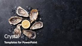  Presentation with copy space - PPT layouts with bivalve - opened oysters ice and lemon background and a dark gray colored foreground
