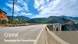  Presentation with highway - Audience pleasing theme consisting of bixby creek bridge on highway backdrop and a coral colored foreground