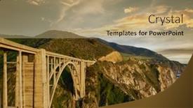  Presentation with machinac bridge - Presentation design enhanced with bixby-creek-bridge-on-highway background and a coral colored foreground