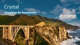  Presentation with highway - Beautiful slide deck featuring bixby-creek-bridge-on-highway backdrop and a ocean colored foreground