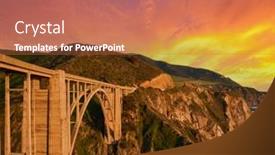  Presentation with highway - Amazing slide deck having bixby-creek-bridge-on-highway backdrop and a coral colored foreground