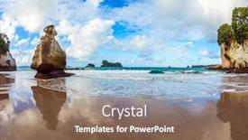  Presentation with pacific island - Amazing theme having bizarre-clouds-and-coastal-cliffs backdrop and a violet colored foreground