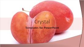  Presentation with shape heart - PPT theme consisting of bizarre-double-plum-mutant-fruit background and a coral colored foreground