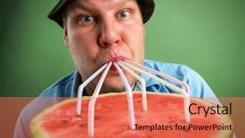  Presentation with juice - Slide set featuring bizarre farmer drinking watermelon juice background and a coral colored foreground